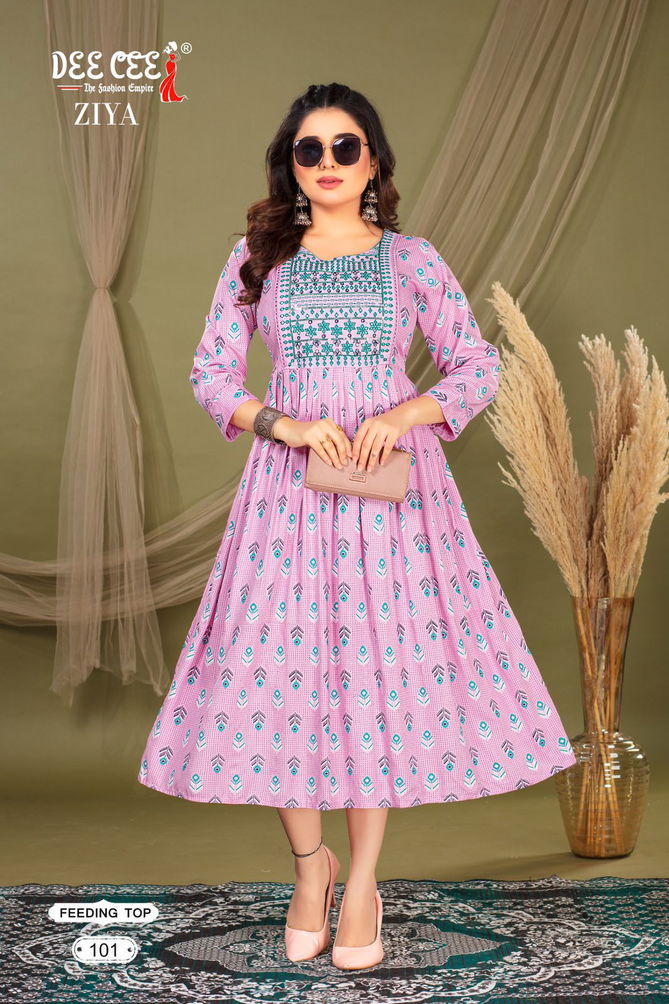 Ziyaa By Deecee Flared Long Rayon Printed Kurtis Wholesalers In Delhi
